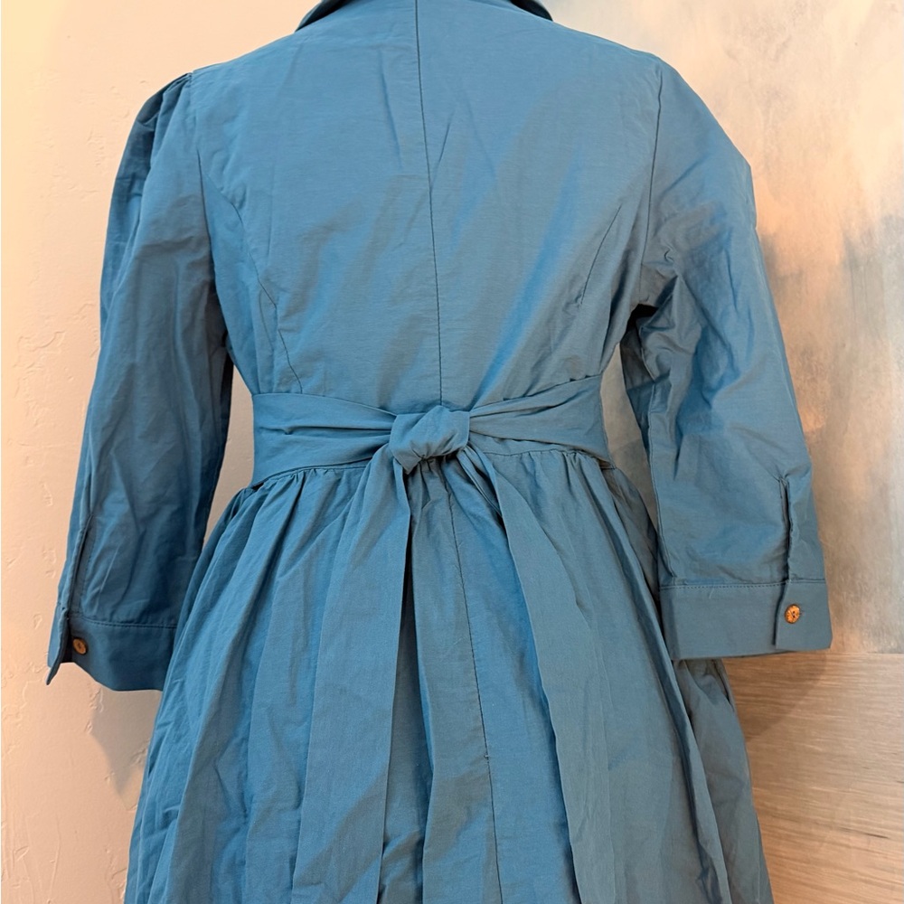 Blue Button-Front Midi Dress #120 - Picture 5 of 6